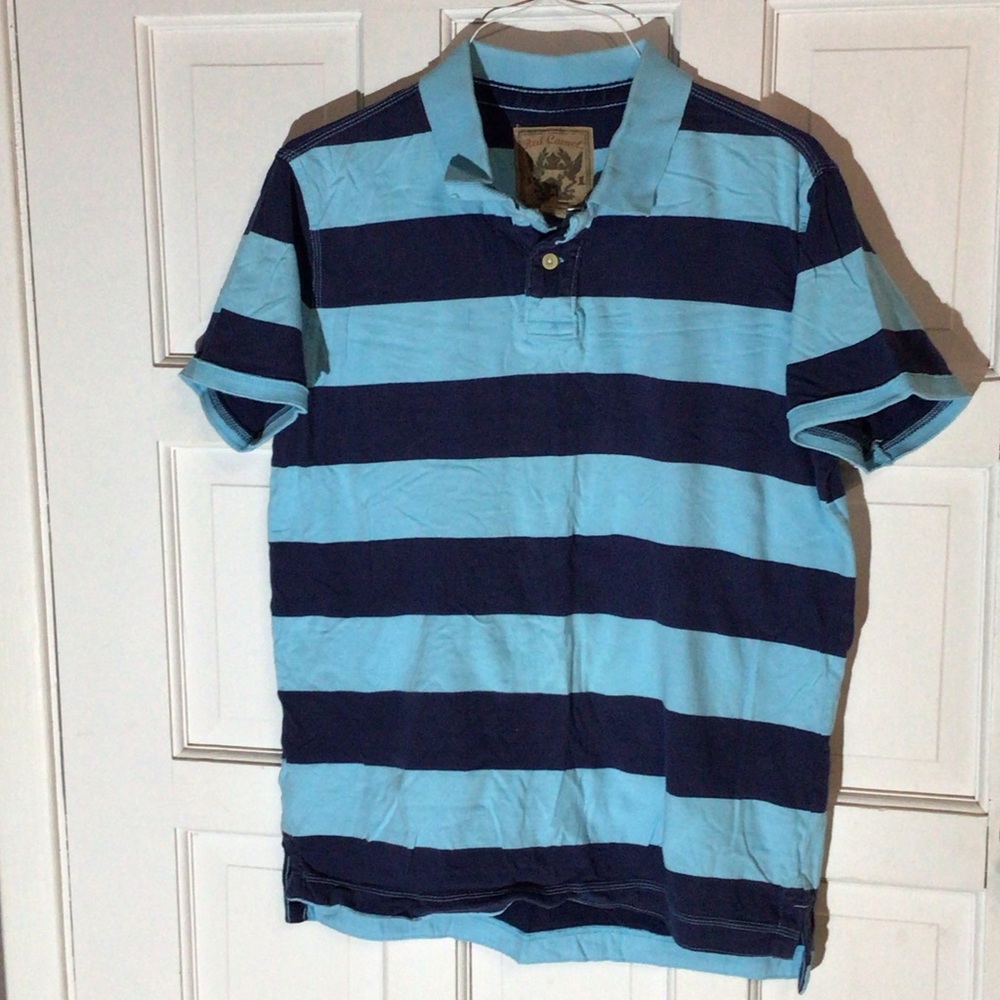 Red Camel Men's Striped Polo Shirt - Blue